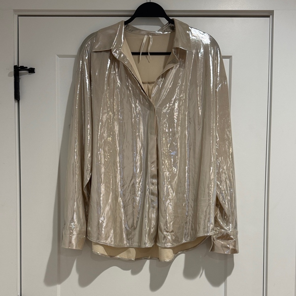 Anthropologie Metallic Gold Shirt
